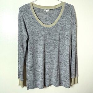 Wilfred Two-Tone Sweater – Rounded Neckline, Raw Edge Hem, Size Small